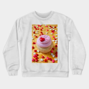 Pink cupcake with candy hearts Crewneck Sweatshirt